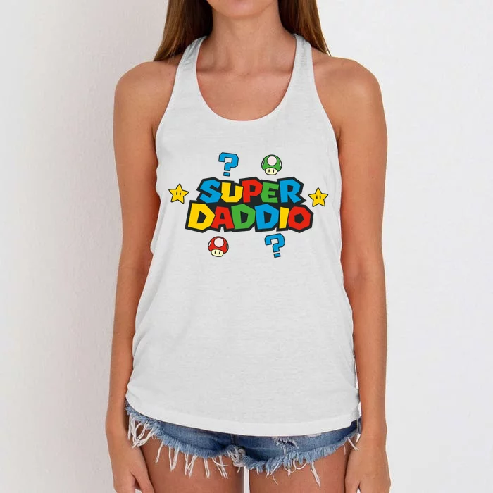 Super Daddio Dad Video Gamer Women's Knotted Racerback Tank