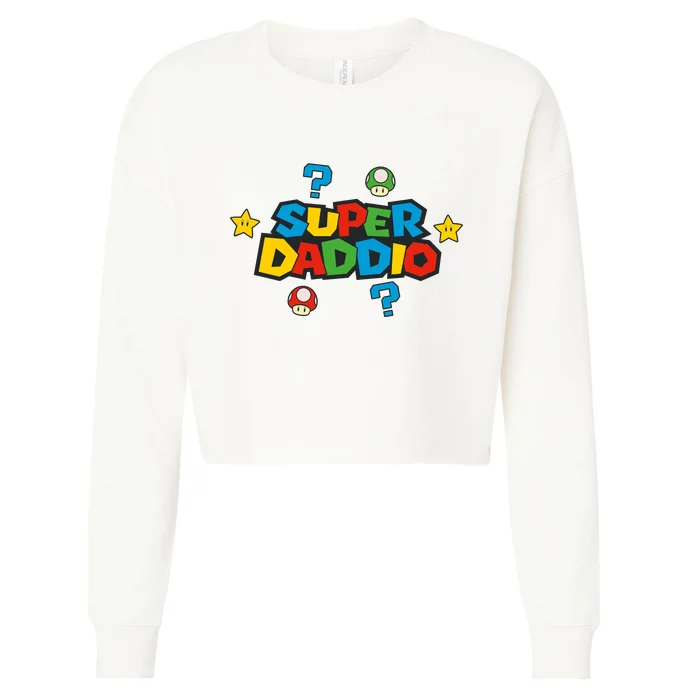 Super Daddio Dad Video Gamer Cropped Pullover Crew