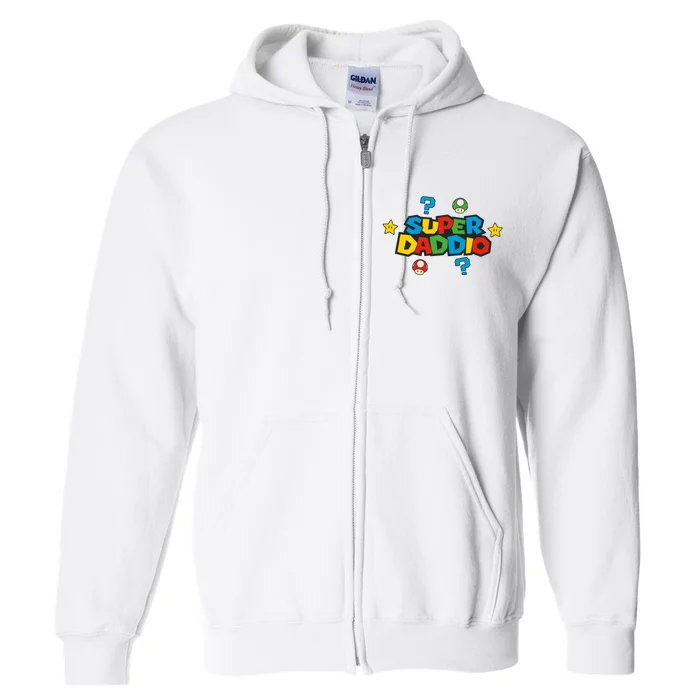 Super Daddio Dad Video Gamer Full Zip Hoodie