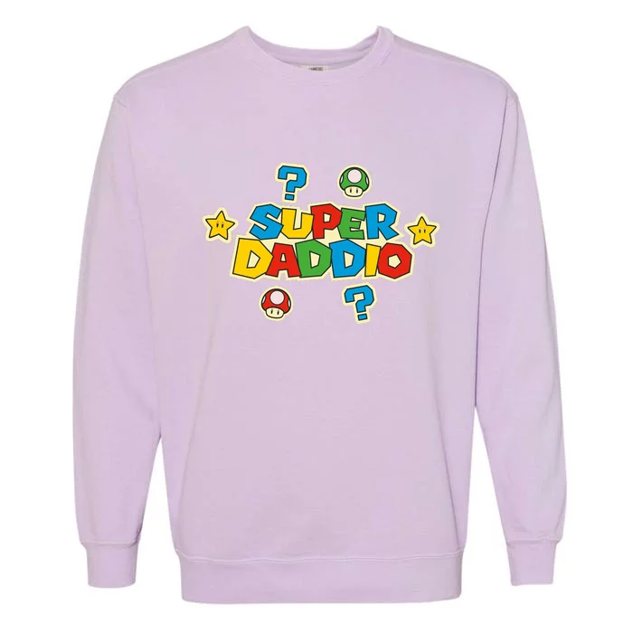 Super Daddio Dad Video Gamer Garment-Dyed Sweatshirt