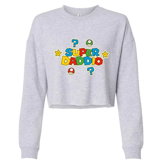 Super Daddio Dad Video Gamer Cropped Pullover Crew