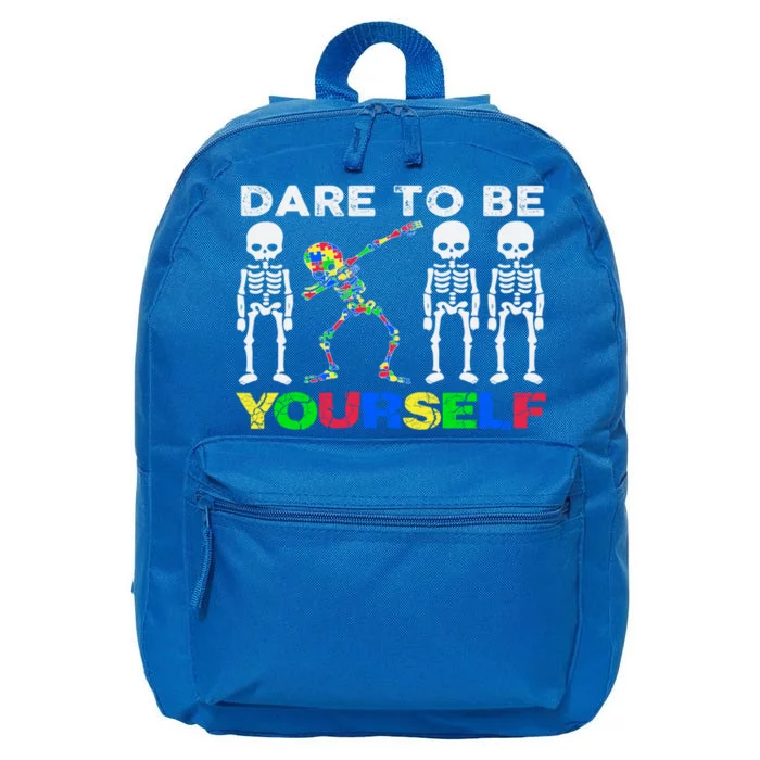 Skeleton Dabbing Dare To Be Yourself Funny Autism Funny Gift 16 in Basic Backpack