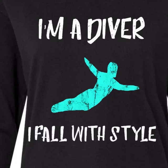 Springboard Diver Diving Platform Diving Aquatic Sport Womens Cotton Relaxed Long Sleeve T-Shirt