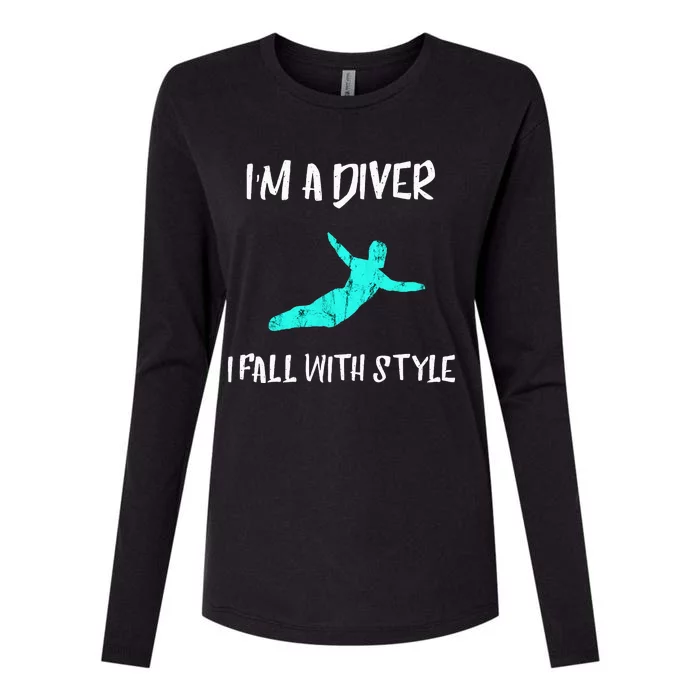 Springboard Diver Diving Platform Diving Aquatic Sport Womens Cotton Relaxed Long Sleeve T-Shirt