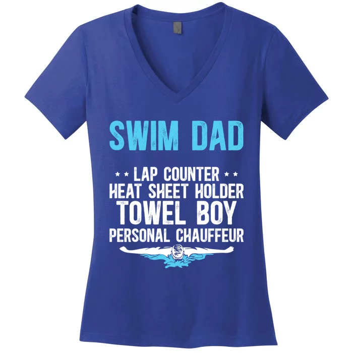 Swim Dad Definition Swimming Dad Of A Swimmer Dad Great Gift Women's V-Neck T-Shirt