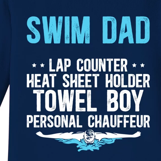 Swim Dad Definition Swimming Dad Of A Swimmer Dad Great Gift Baby Long Sleeve Bodysuit