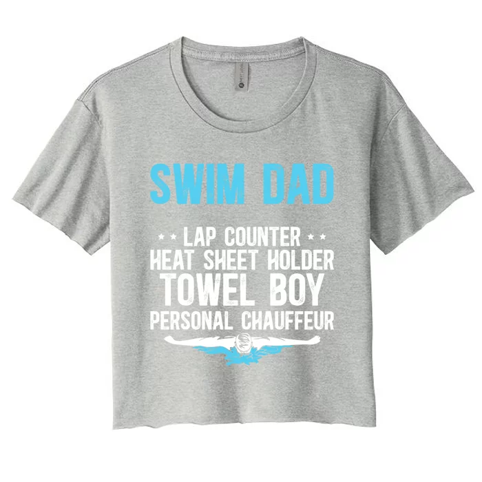 Swim Dad Definition Swimming Dad Of A Swimmer Dad Great Gift Women's Crop Top Tee