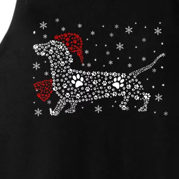 Santa Dachshund Dog Paws Christmas Santa Dachshund Dog Paws Gift Ladies Tri-Blend Wicking Tank