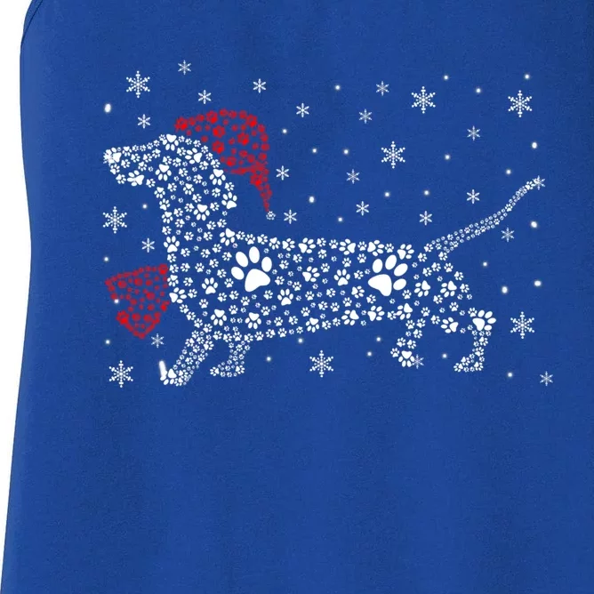 Santa Dachshund Dog Paws Christmas Santa Dachshund Dog Paws Gift Women's Racerback Tank