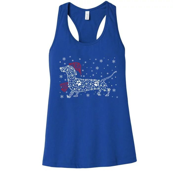 Santa Dachshund Dog Paws Christmas Santa Dachshund Dog Paws Gift Women's Racerback Tank