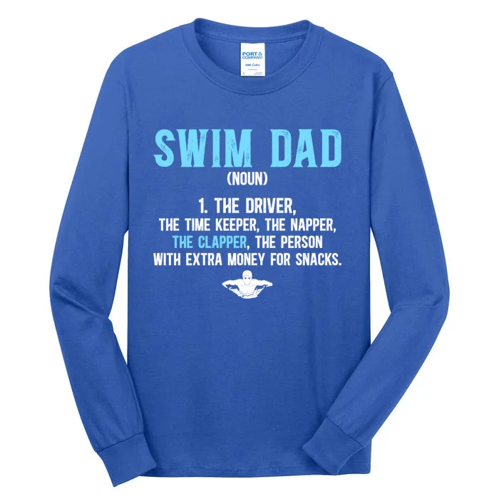 Swim Dad Definition Swimming Dad Of A Swimmer Father Gift Tall Long Sleeve T-Shirt