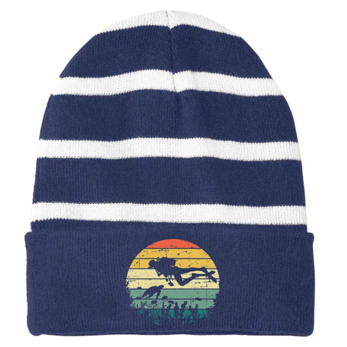 Scuba Diving Dive Diver Striped Beanie with Solid Band