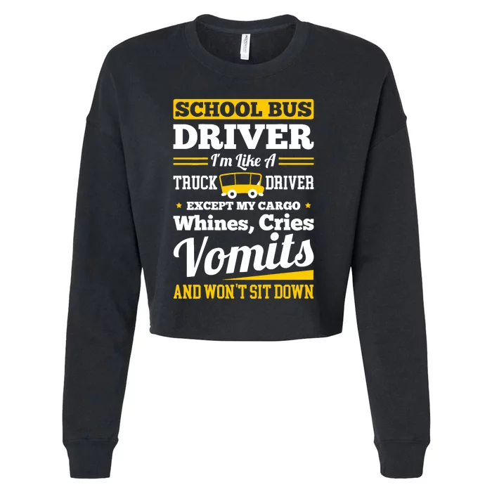 School District Drivers Yellow Shuttle Bus Drivers Gifts Cropped Pullover Crew