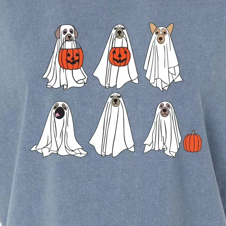 Spooky Dog Dressed As Ghost Funny Ghost Dog Halloween Garment-Dyed Women's Muscle Tee