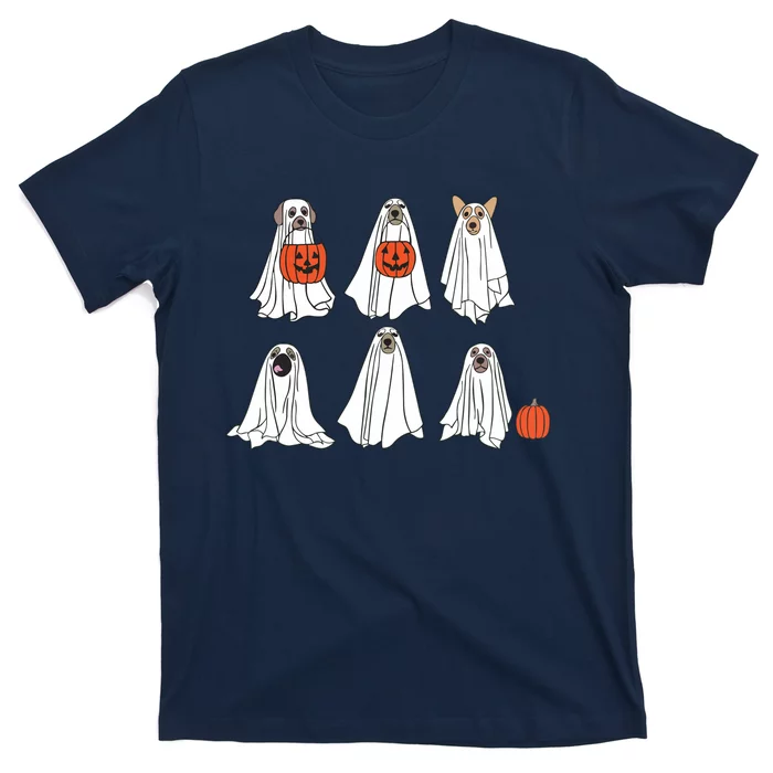 Spooky Dog Dressed As Ghost Funny Ghost Dog Halloween T-Shirt