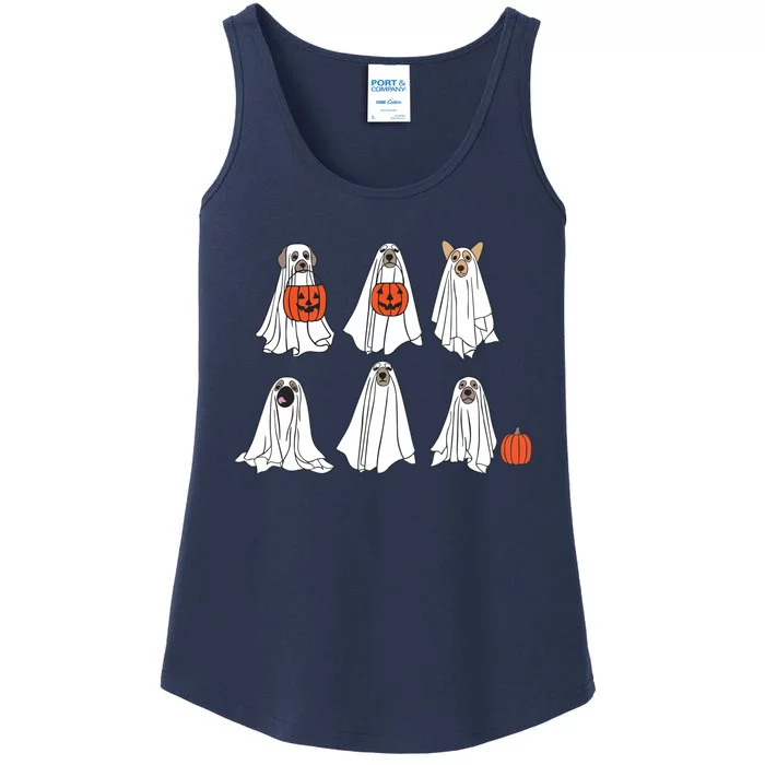 Spooky Dog Dressed As Ghost Funny Ghost Dog Halloween Ladies Essential Tank