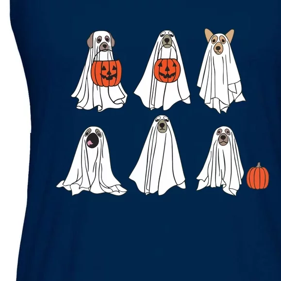 Spooky Dog Dressed As Ghost Funny Ghost Dog Halloween Ladies Essential Flowy Tank