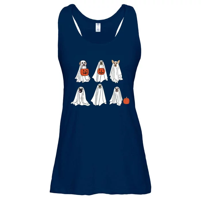 Spooky Dog Dressed As Ghost Funny Ghost Dog Halloween Ladies Essential Flowy Tank