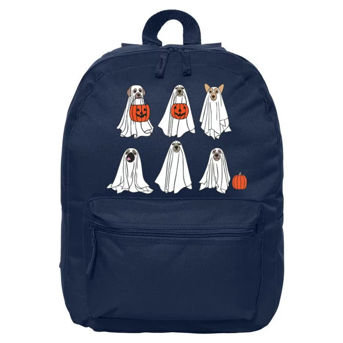 Spooky Dog Dressed As Ghost Funny Ghost Dog Halloween 16 in Basic Backpack