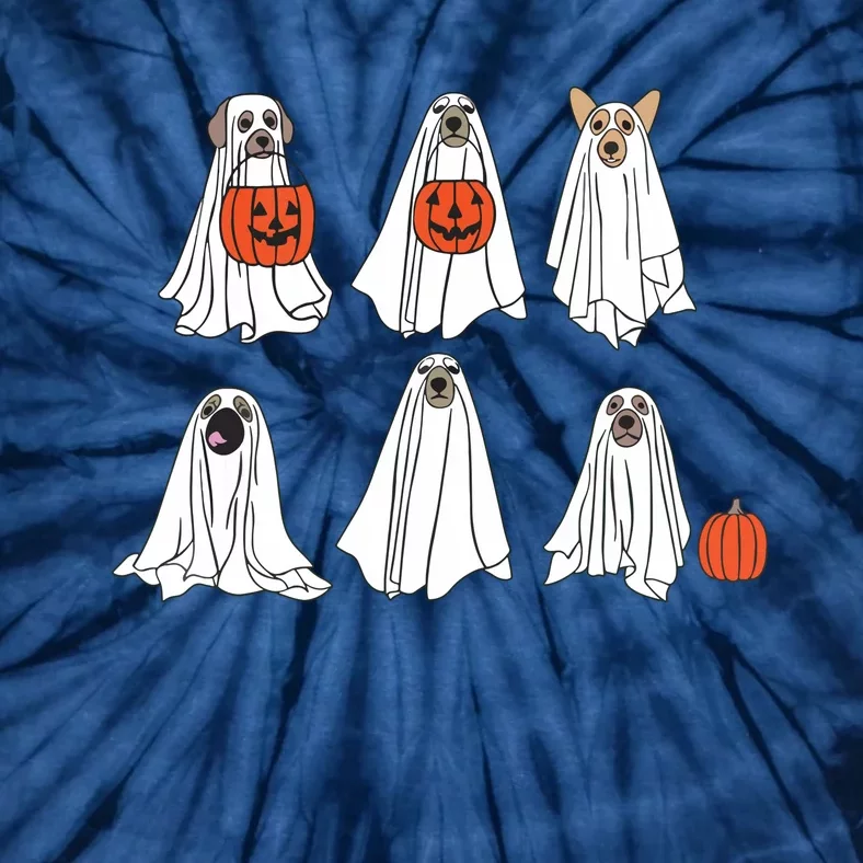 Spooky Dog Dressed As Ghost Funny Ghost Dog Halloween Tie-Dye T-Shirt