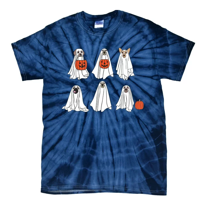 Spooky Dog Dressed As Ghost Funny Ghost Dog Halloween Tie-Dye T-Shirt