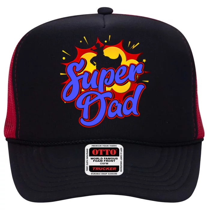 Super Daddy Dad Father Poppa Stepdad Grandfather Grandpa Gift High Crown Mesh Trucker Hat