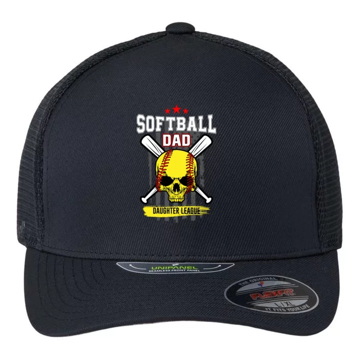 Softball Dad Daughter League Gift Flexfit Unipanel Trucker Cap