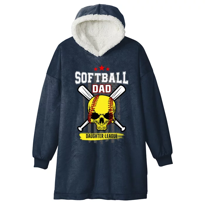 Softball Dad Daughter League Gift Hooded Wearable Blanket