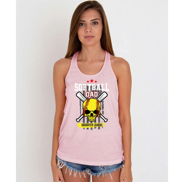 Softball Dad Daughter League Gift Women's Knotted Racerback Tank