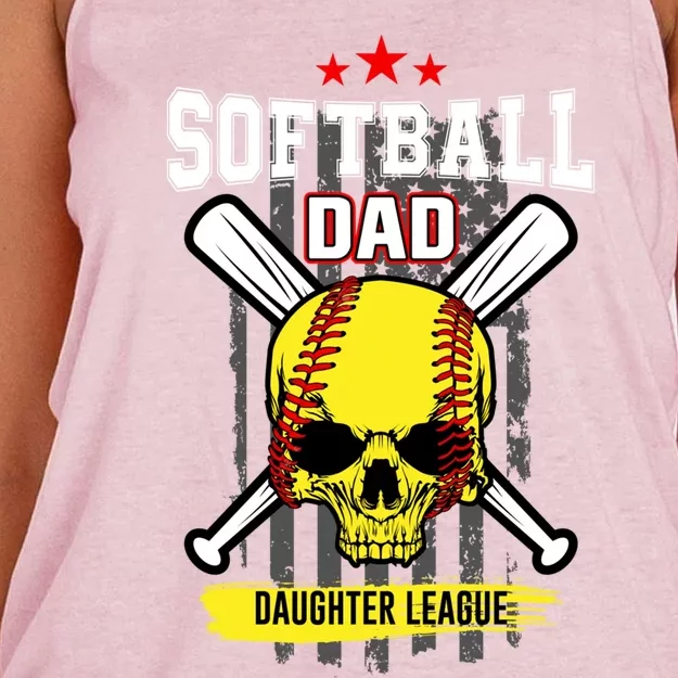 Softball Dad Daughter League Gift Women's Knotted Racerback Tank