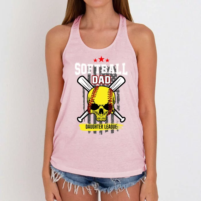 Softball Dad Daughter League Gift Women's Knotted Racerback Tank