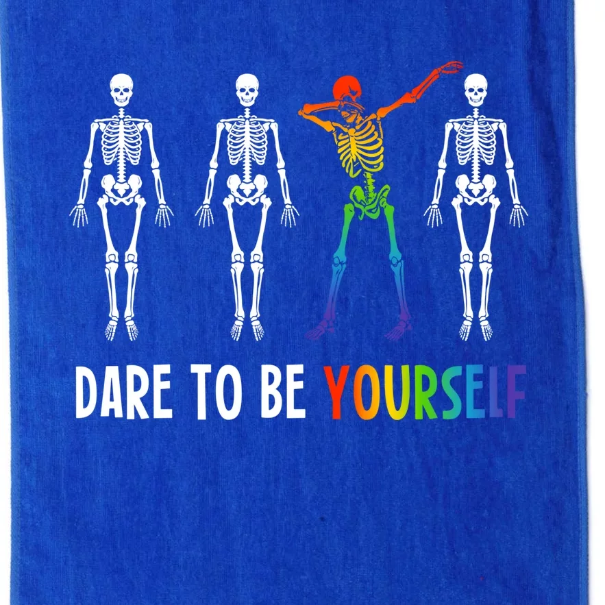 Skeleton Dabbing Dare To Be Yourself Funny Autism Gift Platinum Collection Golf Towel