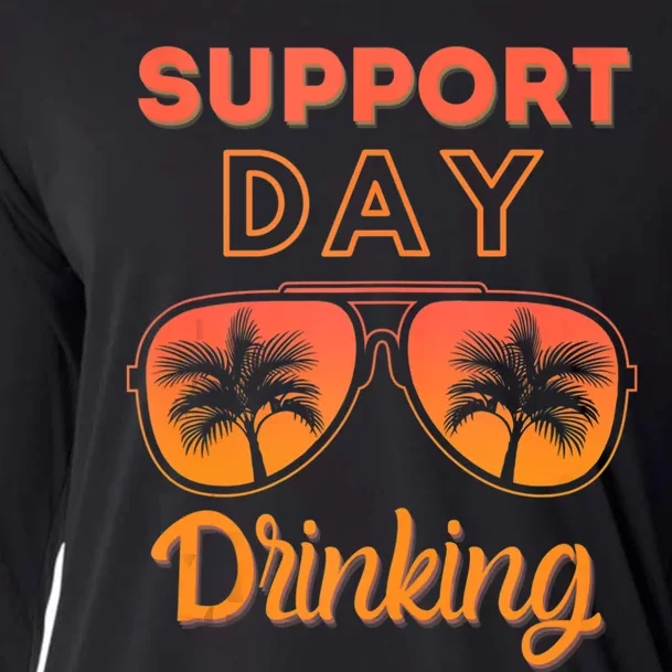 Support Day Drinking Funny Summer Beach Vacation Cooling Performance Long Sleeve Crew