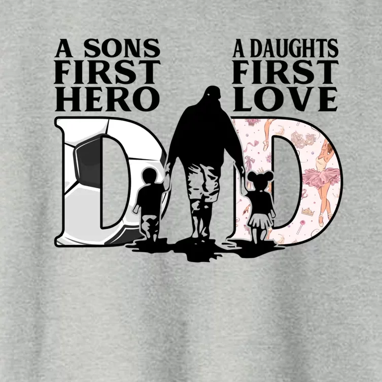 Soccer Dance Dad Sons First Hero Daughter Love Fathers Day Great Gift Women's Crop Top Tee