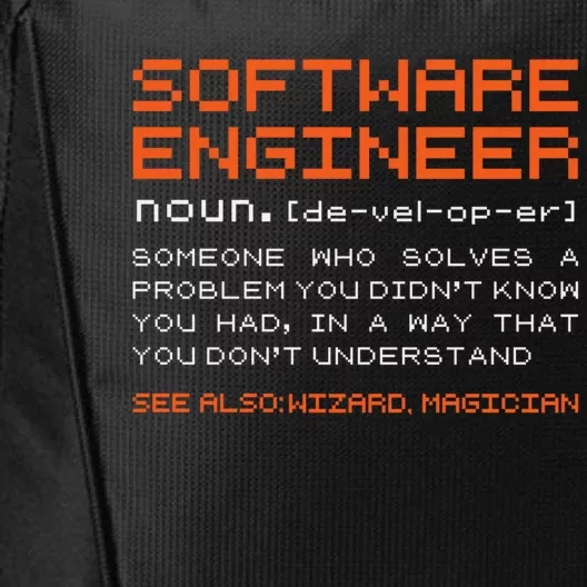 Softwaregiftengineer Developer Definition Programming Gift City Backpack