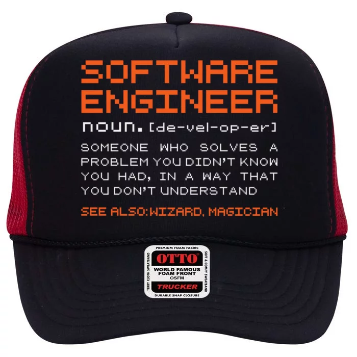 Softwaregiftengineer Developer Definition Programming Gift High Crown Mesh Trucker Hat