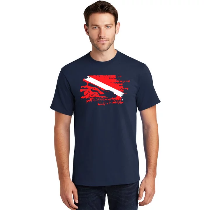 Scuba Diving Diver Down Flag Awesome Marine Diver Dive Gift Tall T-Shirt