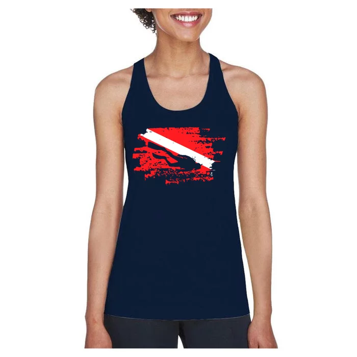 Scuba Diving Diver Down Flag Awesome Marine Diver Dive Gift Women's Racerback Tank