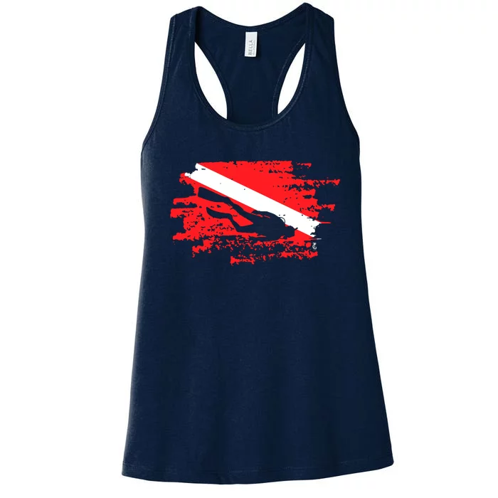 Scuba Diving Diver Down Flag Awesome Marine Diver Dive Gift Women's Racerback Tank