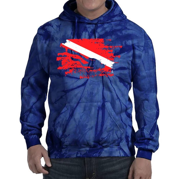 Scuba Diving Diver Down Flag Awesome Marine Diver Dive Gift Tie Dye Hoodie