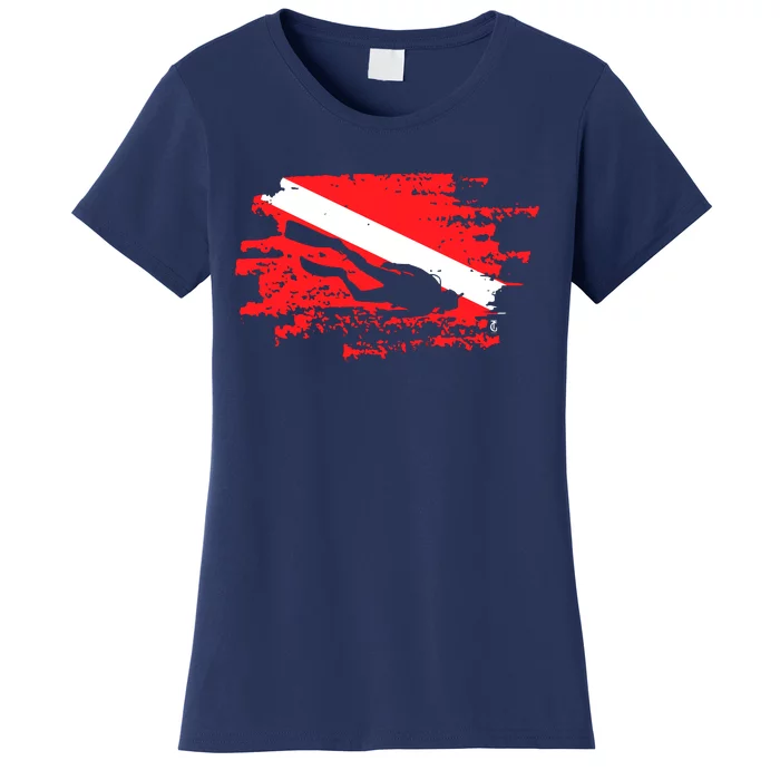 Scuba Diving Diver Down Flag Awesome Marine Diver Dive Gift Women's T-Shirt