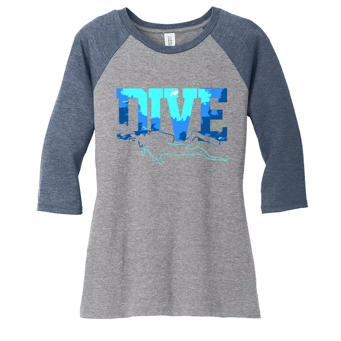 Scuba Diving DIVE Scuba Diver Gift Women's Tri-Blend 3/4-Sleeve Raglan Shirt