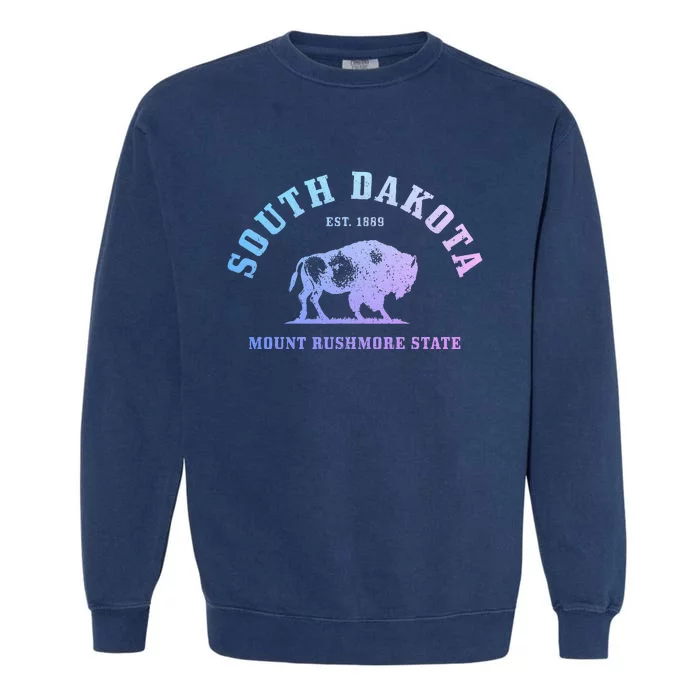 South Dakota Est. 1889 Mount Rushmore State Bison Vintage Garment-Dyed Sweatshirt