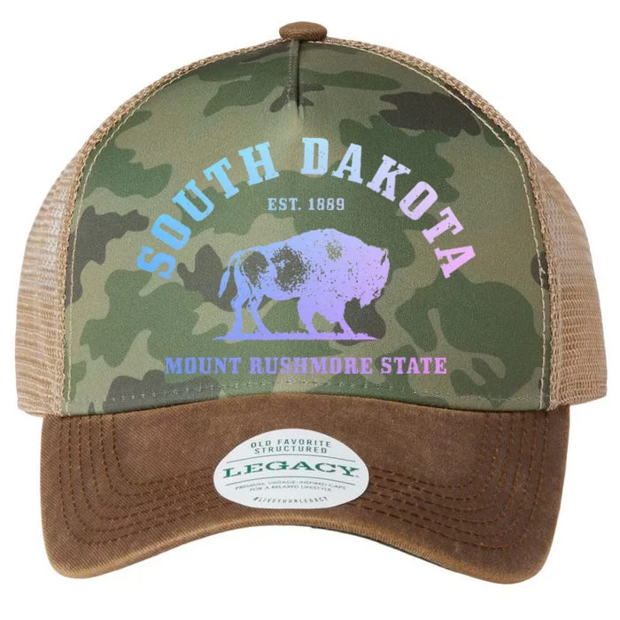 South Dakota Est. 1889 Mount Rushmore State Bison Vintage Legacy Tie Dye Trucker Hat