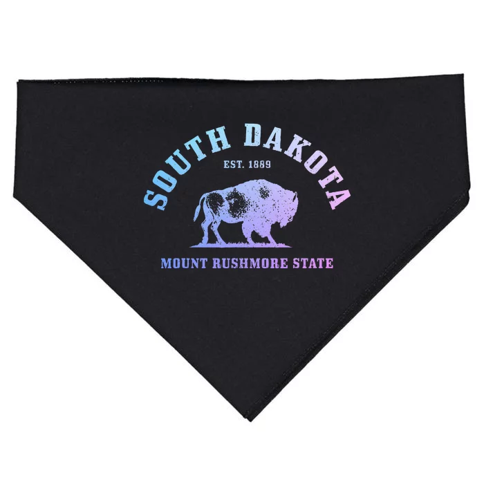 South Dakota Est. 1889 Mount Rushmore State Bison Vintage USA-Made Doggie Bandana