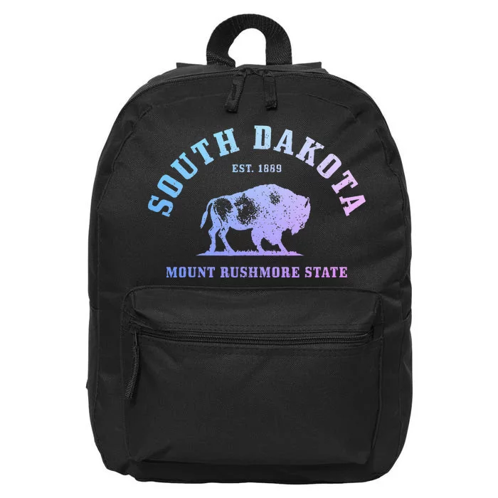 South Dakota Est. 1889 Mount Rushmore State Bison Vintage 16 in Basic Backpack