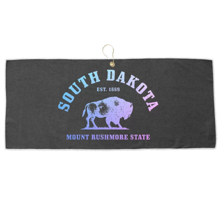 South Dakota Est. 1889 Mount Rushmore State Bison Vintage Large Microfiber Waffle Golf Towel