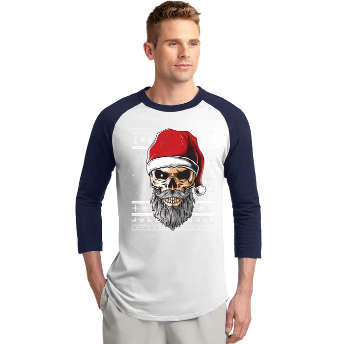 Santa Dj Edm Costume And Santa Hat Ugly Christmas Dj Cool Gift Baseball Sleeve Shirt