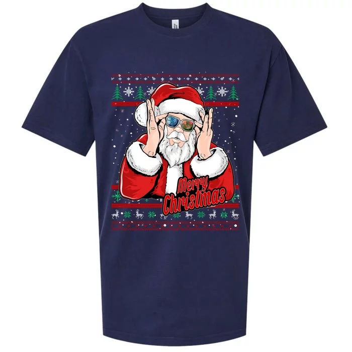 Santa Dj Edm Costume And Novelty Christmas Dj Great Gift Sueded Cloud Jersey T-Shirt