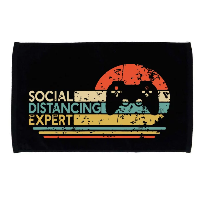 Social Distancing Expert Gaming Vintage Video Gamer Gift Microfiber Hand Towel